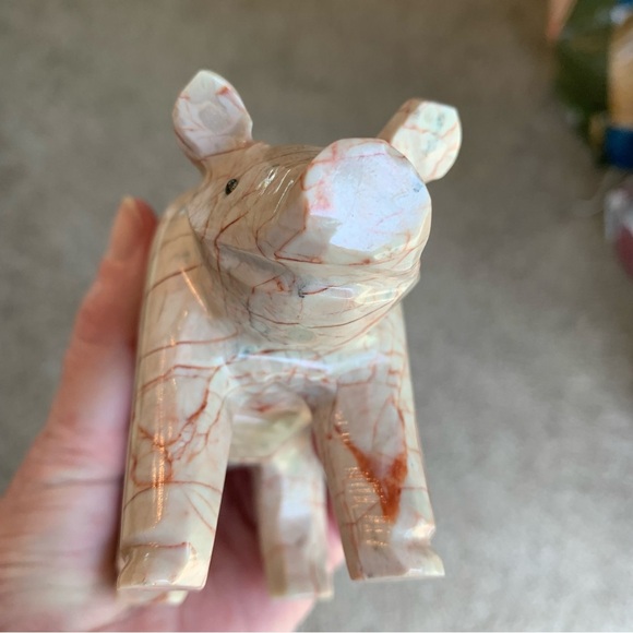 Large Pink Marble Carved Pig Figurine Farm Animal Polished Stone Swine 5" 539g - Picture 16 of 16